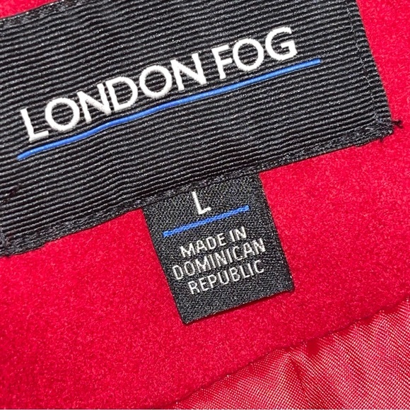 London Fog Red Wool Blend Pea Coat Single Button L - Picture 11 of 17